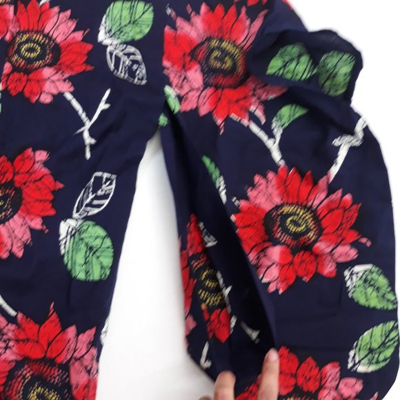 Floral Navy Blue Kimono Open Duster Cardigan - Picture 5 of 7